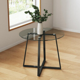 Living And Home Round Dining Table Coffee Table With Tempered Glass Top Dia 900mm - thumbnail 2