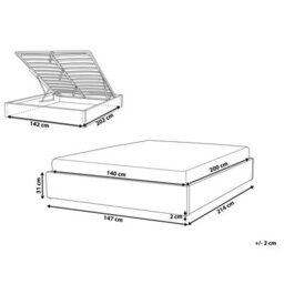 Beliani Ottoman Bed Without Headboard Fabric Dinan 140 X 200 Cm (Eu Double) Light Brown - thumbnail 3