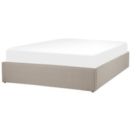 Beliani Ottoman Bed Without Headboard Fabric Dinan 140 X 200 Cm (Eu Double) Light Brown - thumbnail 4