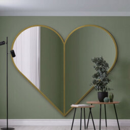 Mirroroutlet The Corde Gold Metal Framed Heart Shaped Mirror 180Cm X 180Cm