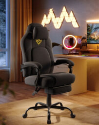 Songmics Home Gaming Chair, Ergonomic Computer Chair With Footrest, Video Game Chair With Headrest,  Ink Black