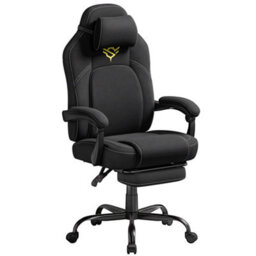 LEDREM Gaming Chair, Ergonomic Computer Chair With Footrest, Video Game Chair With Headrest, Cotton-Linen Fabric, Ink Black - thumbnail 2