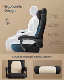 LEDREM Gaming Chair, Ergonomic Computer Chair With Footrest, Video Game Chair With Headrest, Cotton-Linen Fabric, Ink Black - thumbnail 5