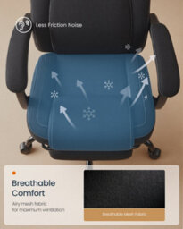 LEDREM Gaming Chair, Ergonomic Computer Chair With Footrest, Video Game Chair With Headrest, Cotton-Linen Fabric, Ink Black - thumbnail 4