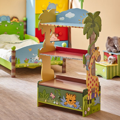 Fantasy Fields By Teamson Kids  Large Sunny Safari Kids Bookshelf Bookcase Toy Organiser Storage With Drawers W-8268A - image 1