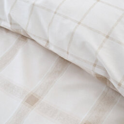 Bianca Fine Linens Oxton Check 200 Thread Count Cotton Reversible Duvet Cover Set With Pillowcases Natural - thumbnail 4