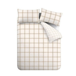 Bianca Fine Linens Oxton Check 200 Thread Count Cotton Reversible Duvet Cover Set With Pillowcases Natural - thumbnail 5