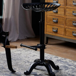 Wyld Haus Harvey Industrial Adjustable Tractor Seat In Black Metal - thumbnail 4