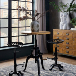 Wyld Haus Harvey Industrial Adjustable Tractor Seat In Black Metal - thumbnail 3
