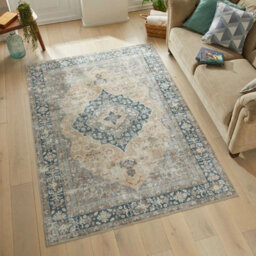 Xample Concept Looms Liberty Gold Washable Rug 120X180Cm - Soft Velvet Feel, Low Pile 4mm, Durable Polyester, Machine Woven - thumbnail 1