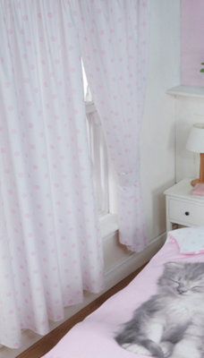 "Rachael Hale 66"" X 72"" Misty & Mac Curtains Polka Dot Pink White Pencil Pleat" - image 1