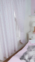 "Rachael Hale 66"" X 72"" Misty & Mac Curtains Polka Dot Pink White Pencil Pleat" - thumbnail 1