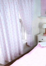 "Rachael Hale 66"" X 72"" Misty & Mac Curtains Polka Dot Pink White Pencil Pleat" - thumbnail 2