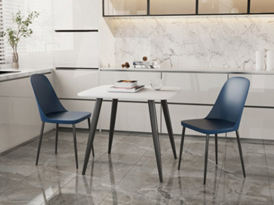 Core Products Aspen White 80Cm Square Dining Table With 2 Blue Plastic Duo Design Chairs - image 1