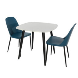 Core Products Aspen White 80Cm Square Dining Table With 2 Blue Plastic Duo Design Chairs - thumbnail 2