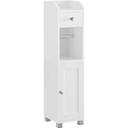 Songmics Vasagle Small Bathroom Storage Organiser Cabinet, Toilet Paper Holder And Organizer With Adjustable Shelf, White - thumbnail 9