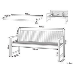 Beliani Garden Bench With Cushion Vivara 160 Cm Certified Acacia Wood Beige - thumbnail 3