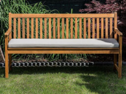 Beliani Garden Bench With Cushion Vivara 160 Cm Certified Acacia Wood Beige - thumbnail 2