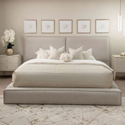 Stratus Interiors Tempa Modern Velvet Platform Bed Piping Border - Add Professional Assembly & Delivery- Small Double - Gas Lift Ottoman Storage - thumbnail 8