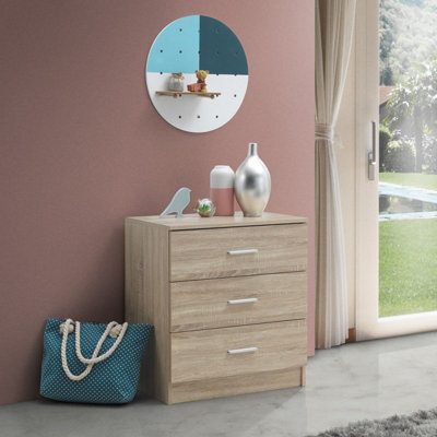 Timber Art Design Rio Costa Chest 3 Drawers Bedroom Living Room Storage Sonoma Oak - image 1