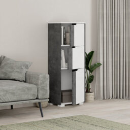 Decortie Modern Midi Wall-Mounted Bathroom Cabinet 118.8(H)Cm Multipurpose Cupboard With 3-Door Storage Shelves Retro Grey, White - thumbnail 3