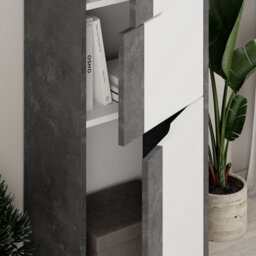 Decortie Modern Midi Wall-Mounted Bathroom Cabinet 118.8(H)Cm Multipurpose Cupboard With 3-Door Storage Shelves Retro Grey, White - thumbnail 5