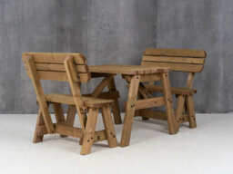 Arbor Garden Solutions Victoria Wooden Picnic Bench And Table Set, Rounded Outdoor Dining Set With Backrest(3Ft, Rustic Brown) - thumbnail 3