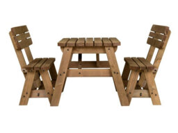 Arbor Garden Solutions Victoria Wooden Picnic Bench And Table Set, Rounded Outdoor Dining Set With Backrest(3Ft, Rustic Brown) - thumbnail 1