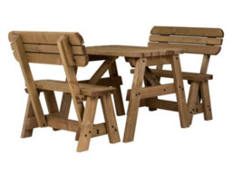 Arbor Garden Solutions Victoria Wooden Picnic Bench And Table Set, Rounded Outdoor Dining Set With Backrest(3Ft, Rustic Brown) - thumbnail 4
