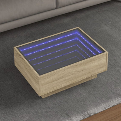 Walplus Coffee Table With Led Sonoma Oak 70X50X30 Cm Engineered Wood - image 1