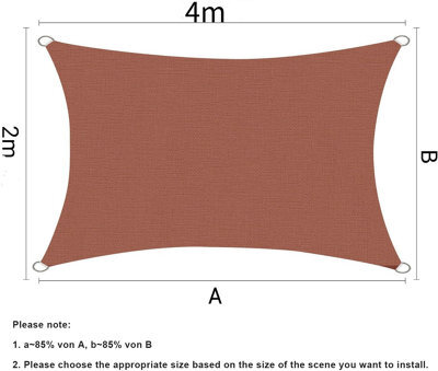 Red 2X4M Rectangular Shade Sail Waterproof Uv Resistant - image 1