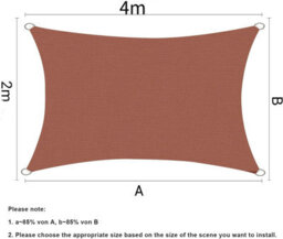 Red 2X4M Rectangular Shade Sail Waterproof Uv Resistant - thumbnail 1