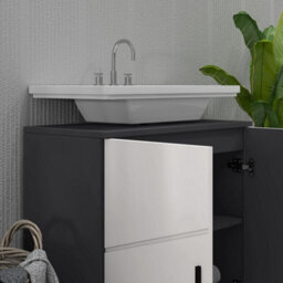 Kleankin Bathroom Vanity Unit, Under Sink Cabinet With Shelf, Light Grey - thumbnail 8
