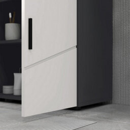 Kleankin Bathroom Vanity Unit, Under Sink Cabinet With Shelf, Light Grey - thumbnail 9