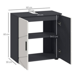 Kleankin Bathroom Vanity Unit, Under Sink Cabinet With Shelf, Light Grey - thumbnail 3