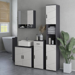 Kleankin Bathroom Vanity Unit, Under Sink Cabinet With Shelf, Light Grey - thumbnail 7