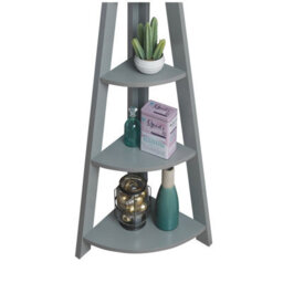 Timber Art Design Riva Scandinavian Retro Corner Ladder Bookcase Shelving Shelf Unit Grey 5 Tier - thumbnail 4