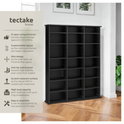 Tectake Shelves Stevie - 21 Compartments, Height-Adjustable, Removable Shelves  - Black - thumbnail 2