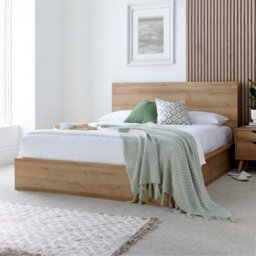 Chicago Riviera Oak Finish Wooden Ottoman Storage Bed - Double 4Ft6 Bed Frame - thumbnail 1