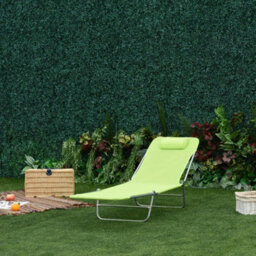 Outsunny Adjustable Sun Bed Garden Lounger Recliner Relaxing Camping Light Green - thumbnail 7