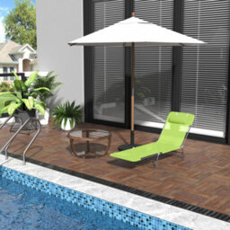 Outsunny Adjustable Sun Bed Garden Lounger Recliner Relaxing Camping Light Green - thumbnail 1
