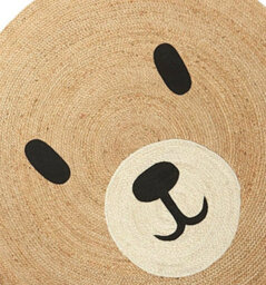 Jack Stonehouse Jsh Teddy Bear Rug Round Woven Natural Seagrass And Jute Cute Home Decor Perfect For Nursery Play Room Baby - thumbnail 3