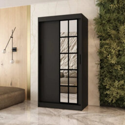Arte Orlando Black 100Cm Sliding Door Wardrobe For Sleek Compact Bedrooms