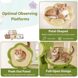 Costway Multi-Level Kitty Tower Cute Cat Tree For Adult Cats With Condo-Green - thumbnail 5