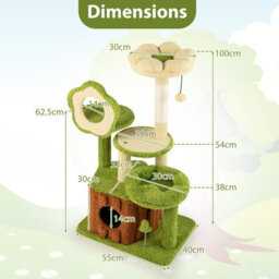 Costway Multi-Level Kitty Tower Cute Cat Tree For Adult Cats With Condo-Green - thumbnail 2