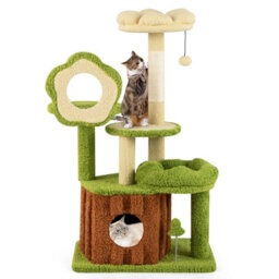 Costway Multi-Level Kitty Tower Cute Cat Tree For Adult Cats With Condo-Green