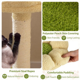 Costway Multi-Level Kitty Tower Cute Cat Tree For Adult Cats With Condo-Green - thumbnail 9