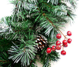 Best Artificial Deluxe Frosted Christmas Wreath With Pine Cones, Red Berries & Lights - thumbnail 3