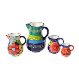 Verano Spanish Ceramics Classic Spanish Hand Painted Pattern Home Decor Large Pourer Jug 2L Blue Flower - thumbnail 5