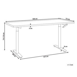 Beliani Manual Adjustable Standing Desk Destinas Light Brown/ White 180 Cm 72 Cm - thumbnail 3